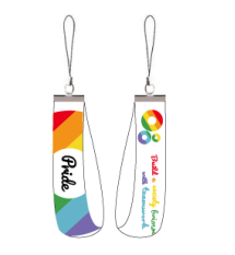 Prideという文言と虹のマークが描かれたストラップ